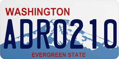 WA license plate ADR0210