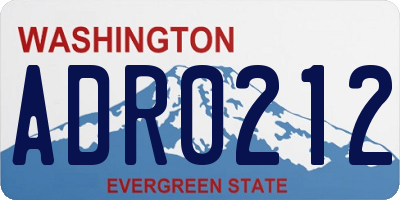 WA license plate ADR0212