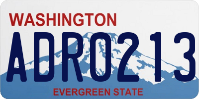WA license plate ADR0213