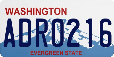 WA license plate ADR0216