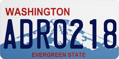 WA license plate ADR0218