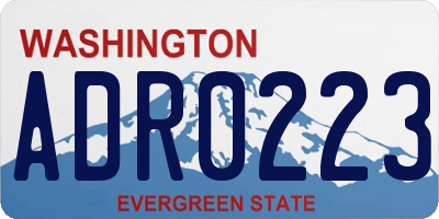 WA license plate ADR0223