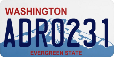 WA license plate ADR0231