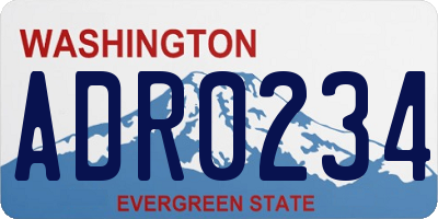WA license plate ADR0234