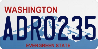 WA license plate ADR0235