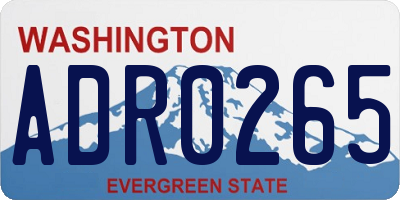 WA license plate ADR0265