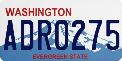 WA license plate ADR0275