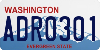 WA license plate ADR0301