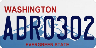 WA license plate ADR0302