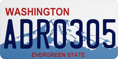 WA license plate ADR0305