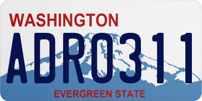 WA license plate ADR0311