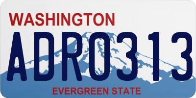 WA license plate ADR0313