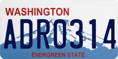 WA license plate ADR0314