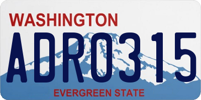 WA license plate ADR0315