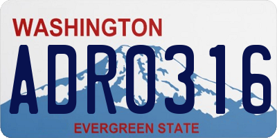 WA license plate ADR0316