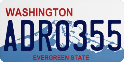 WA license plate ADR0355