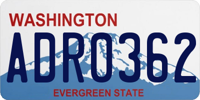 WA license plate ADR0362