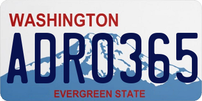 WA license plate ADR0365