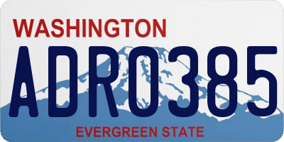 WA license plate ADR0385
