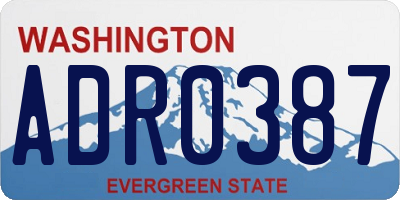 WA license plate ADR0387