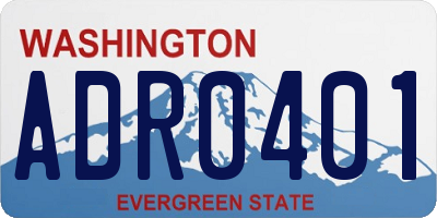 WA license plate ADR0401