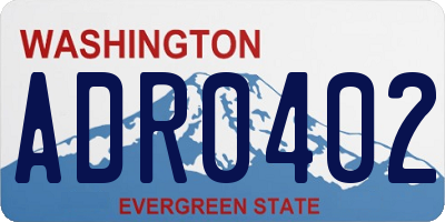 WA license plate ADR0402
