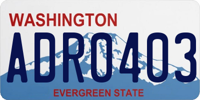 WA license plate ADR0403