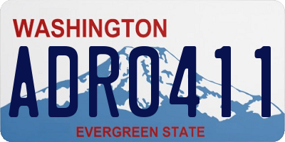 WA license plate ADR0411