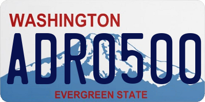 WA license plate ADR0500