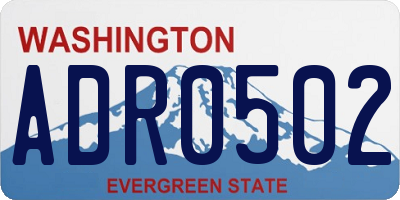 WA license plate ADR0502