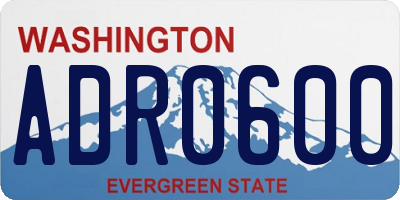 WA license plate ADR0600