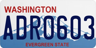 WA license plate ADR0603