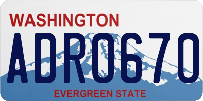WA license plate ADR0670