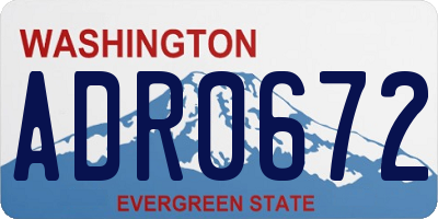 WA license plate ADR0672