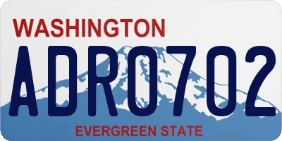 WA license plate ADR0702