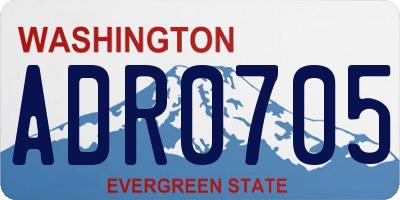 WA license plate ADR0705