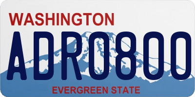 WA license plate ADR0800