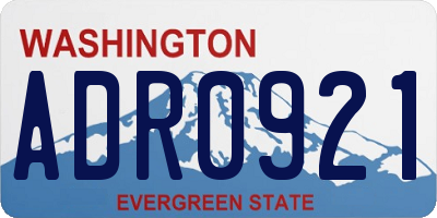 WA license plate ADR0921