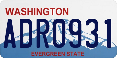 WA license plate ADR0931