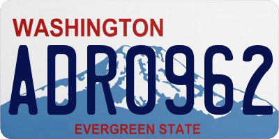 WA license plate ADR0962