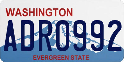 WA license plate ADR0992