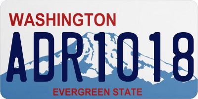 WA license plate ADR1018