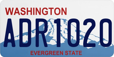 WA license plate ADR1020