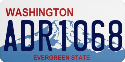 WA license plate ADR1068