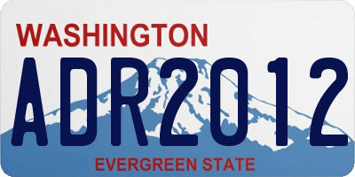 WA license plate ADR2012