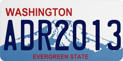 WA license plate ADR2013