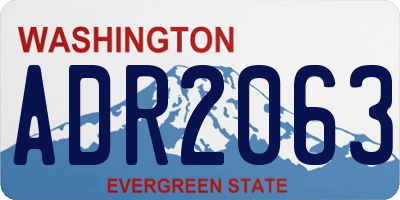 WA license plate ADR2063