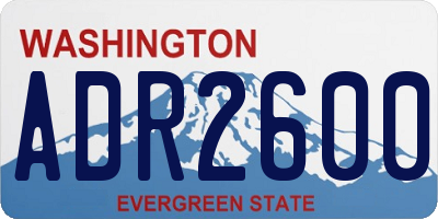 WA license plate ADR2600