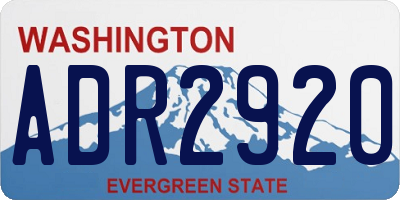 WA license plate ADR2920