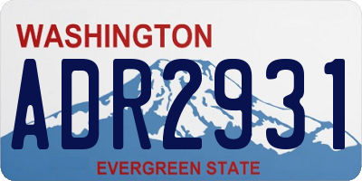 WA license plate ADR2931